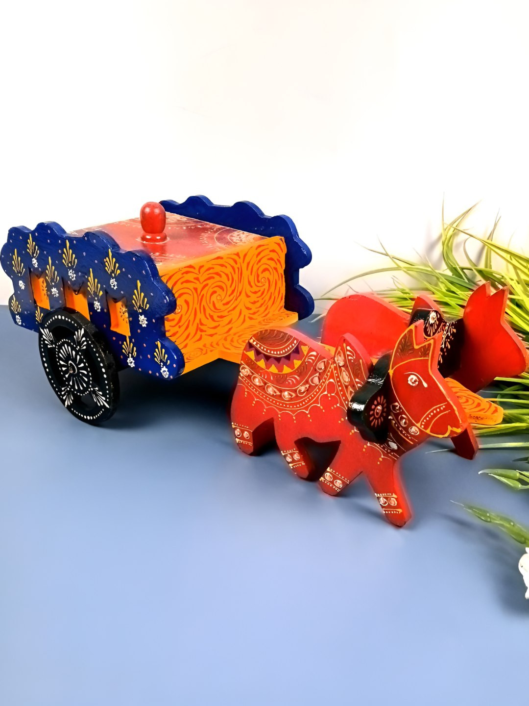 apka mart Orange 2024 Wood 1 Pieces Hand-Painted Serving Tray