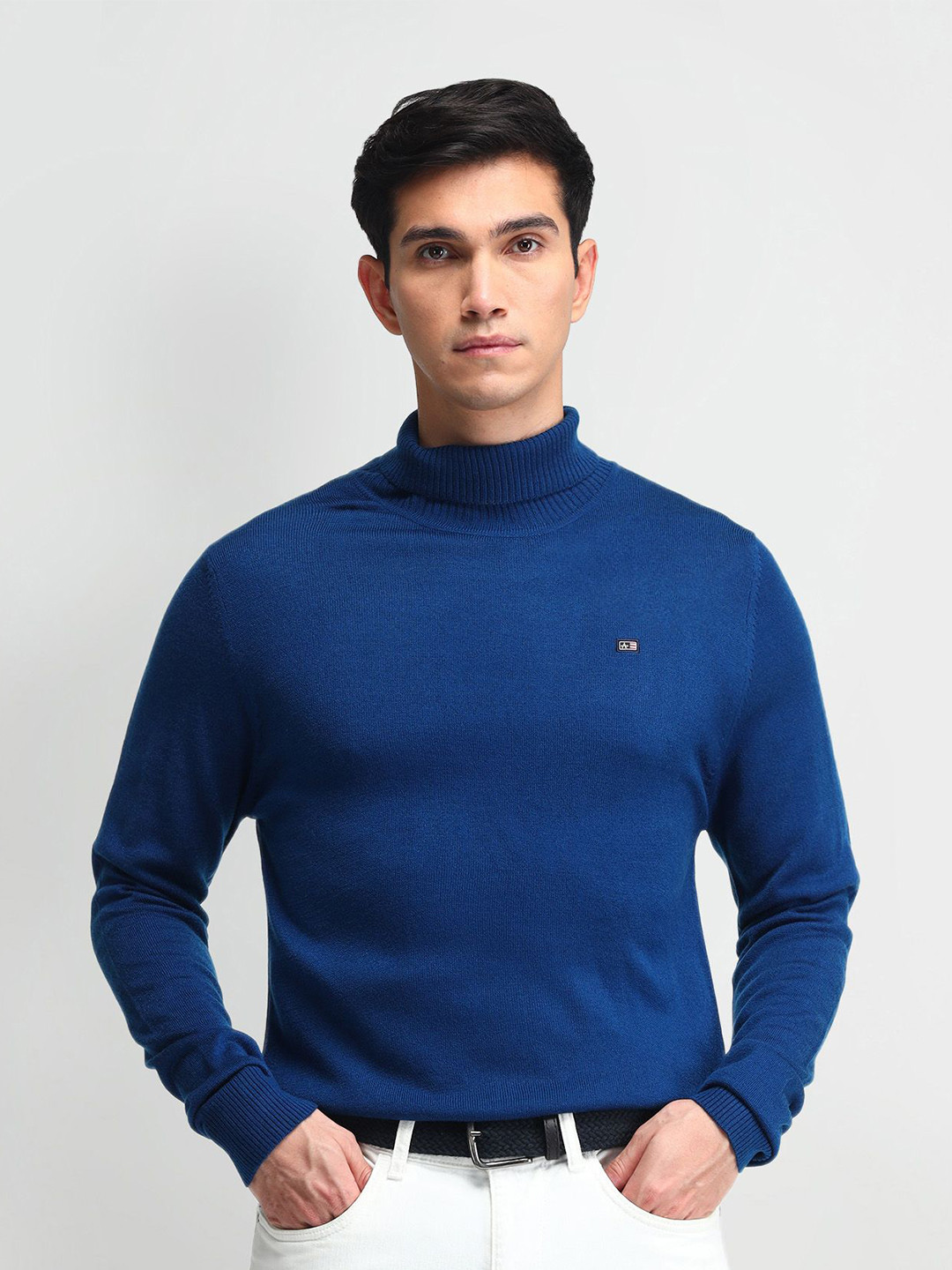 Arrow Sport Men Brand Logo Turtle Neck Pullover Sweaters