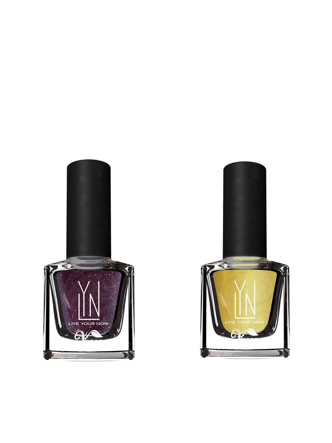 LYN LIVE YOUR NOW Set Of 2 Glitter Nail Polish - 8 ml Each - Lilac Bloom-Marry Gold