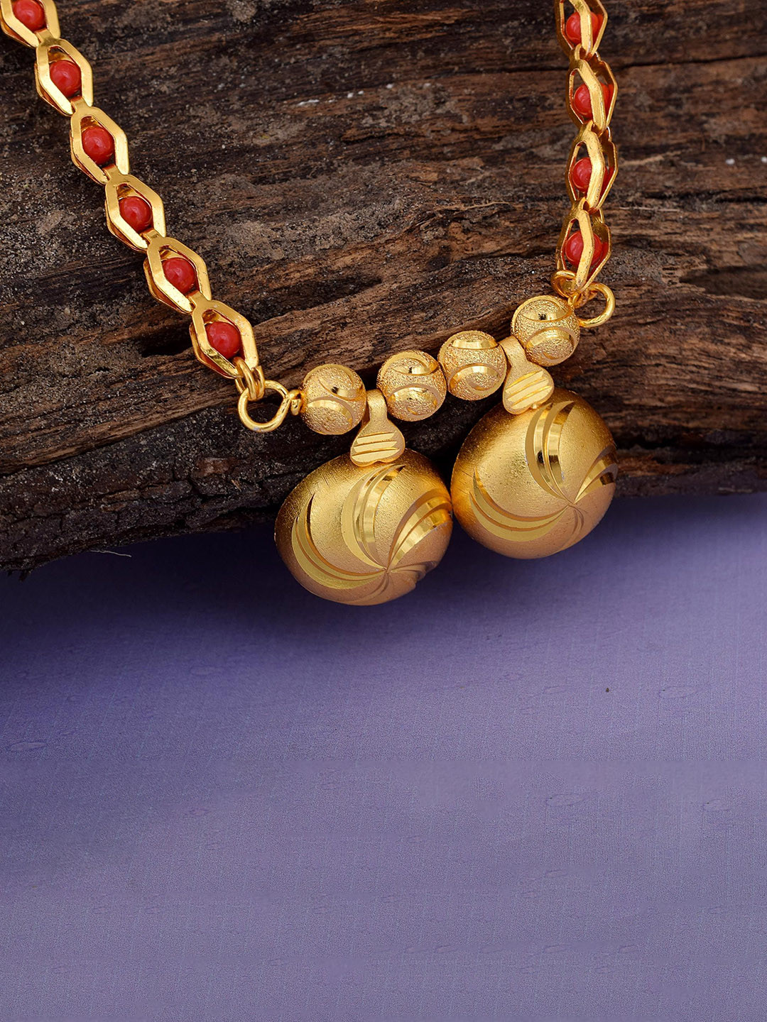 MEMOIR Gold-Plated Double Wati Artificial Beads Mangalsutra