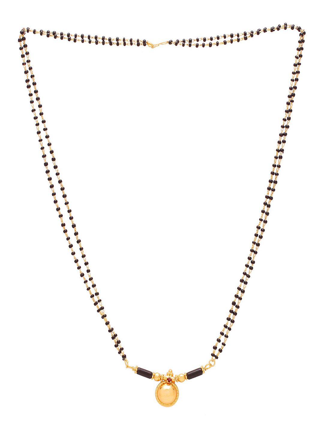 MEMOIR Gold-Plated CZ & Onyx Bars Mangalsutra