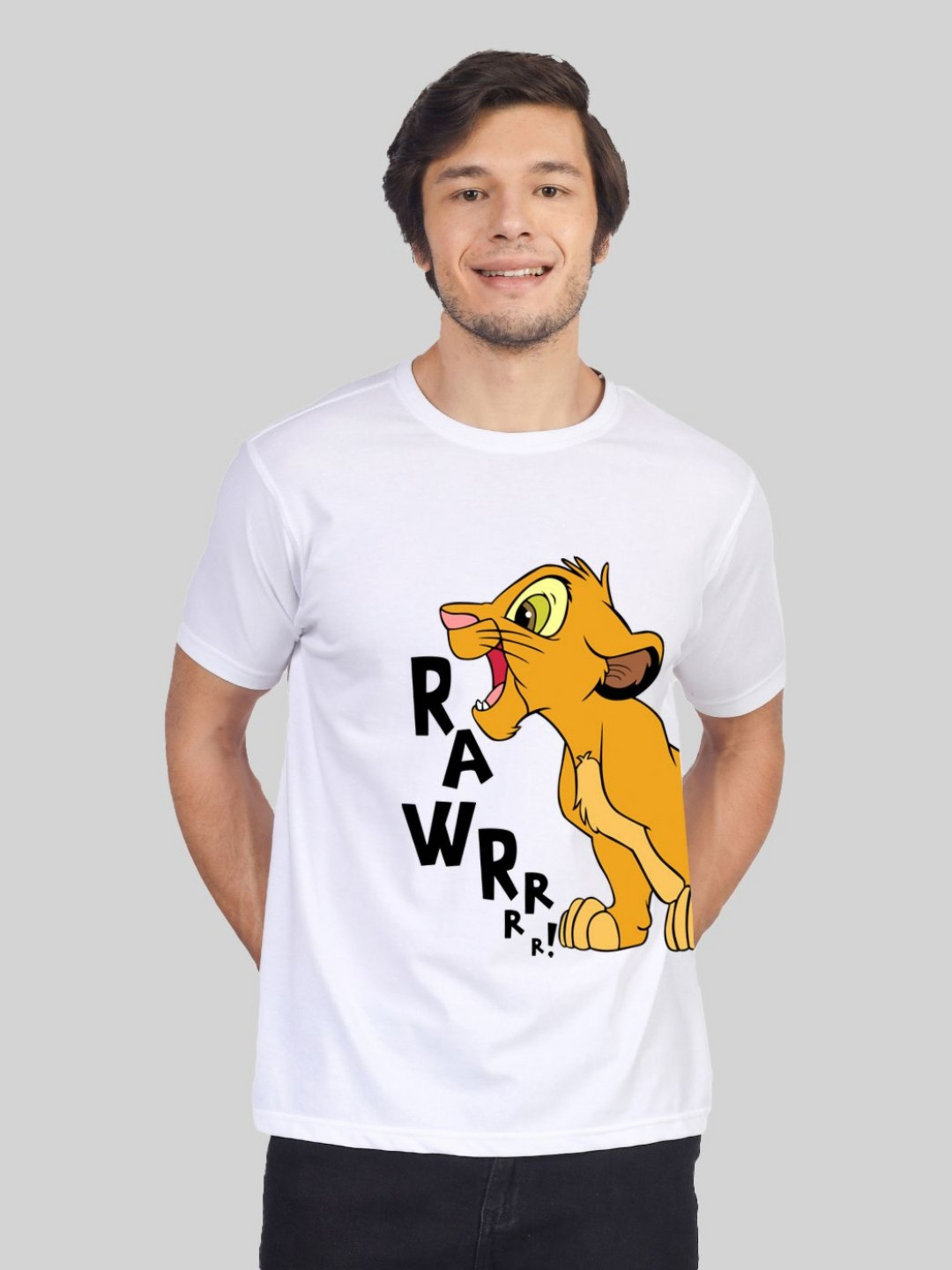 Greylongg Men Graphic Printed Round Neck Cotton Simba T-shirt