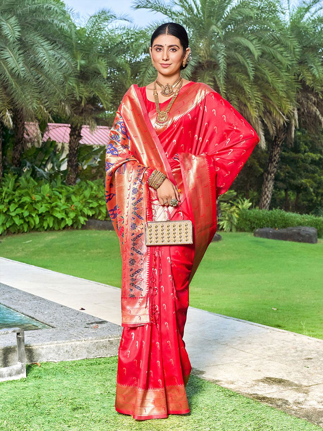GARIYA Ethnic Motifs Woven Design Zari Paithani Saree