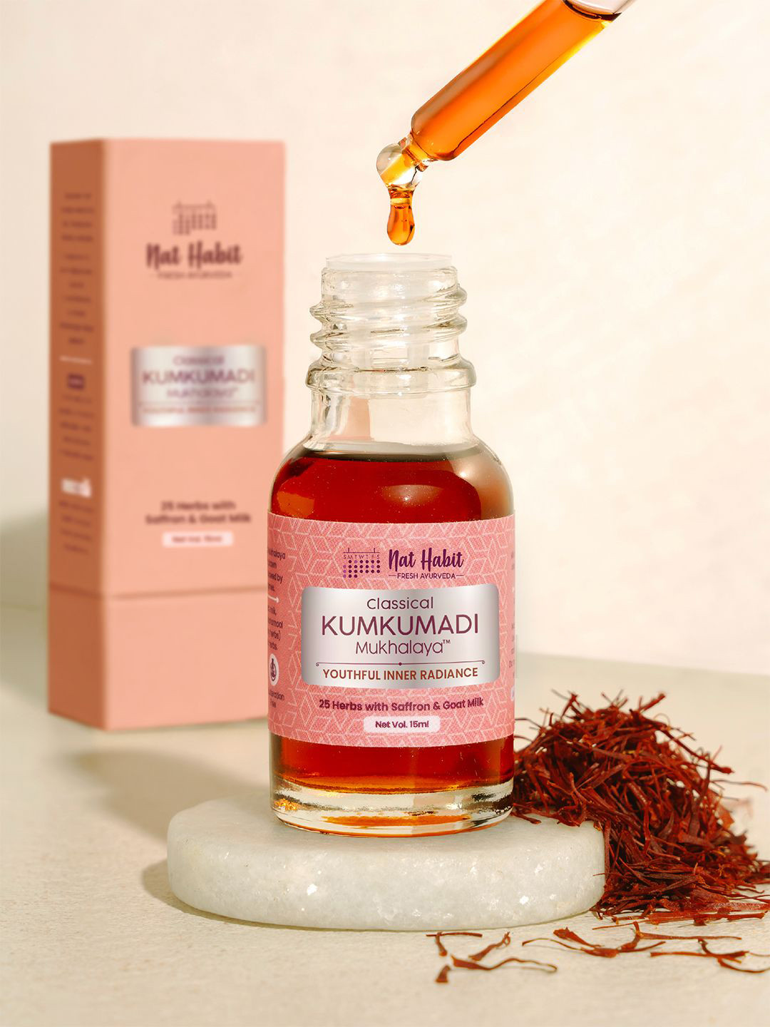 Nat Habit Classical Kumkumadi Mukhalaya Face Oil with 25 Herbs - 15ml