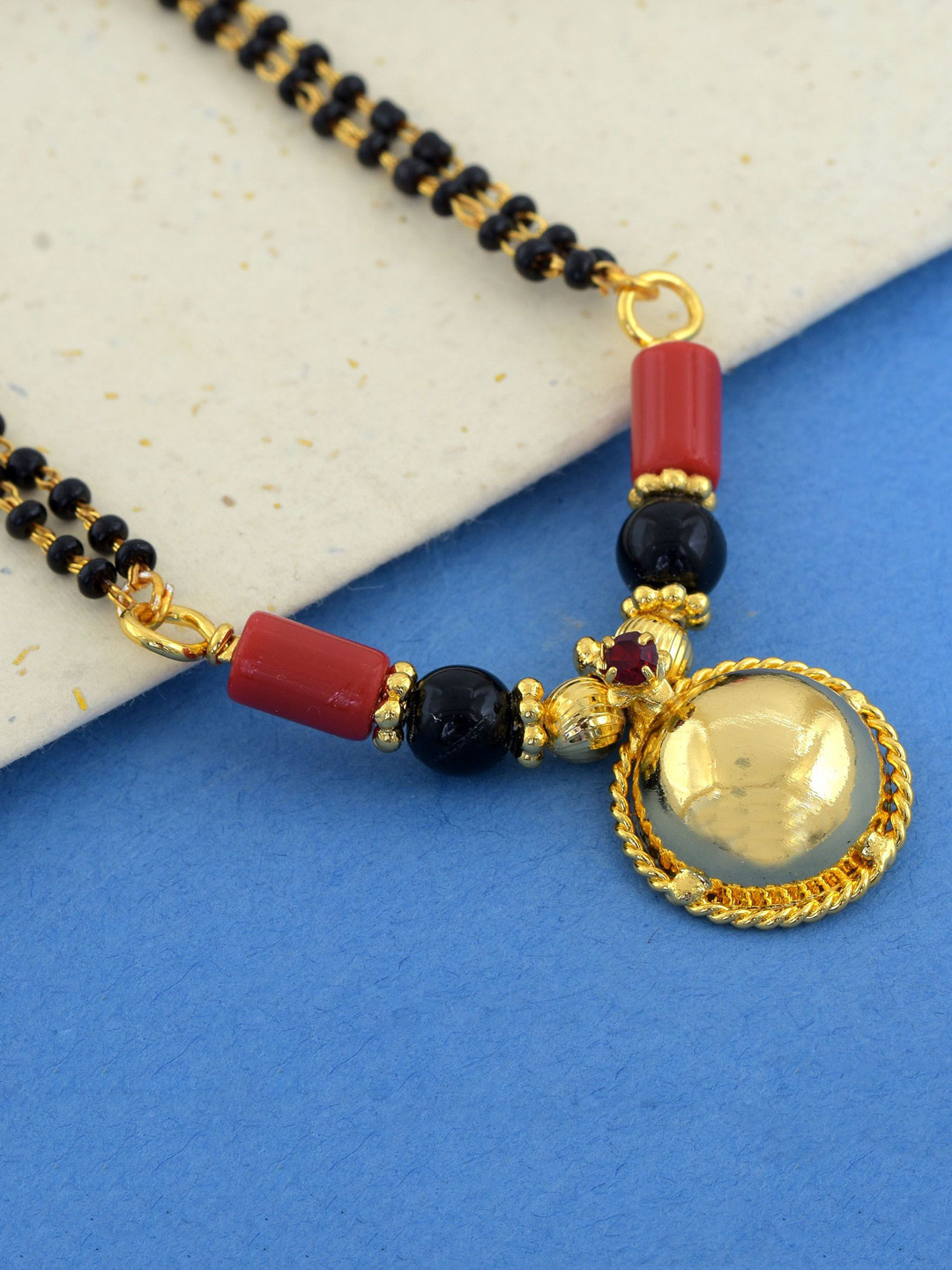 MEMOIR Gold-Plated Artificial Beads Single Wati Mangalsutra