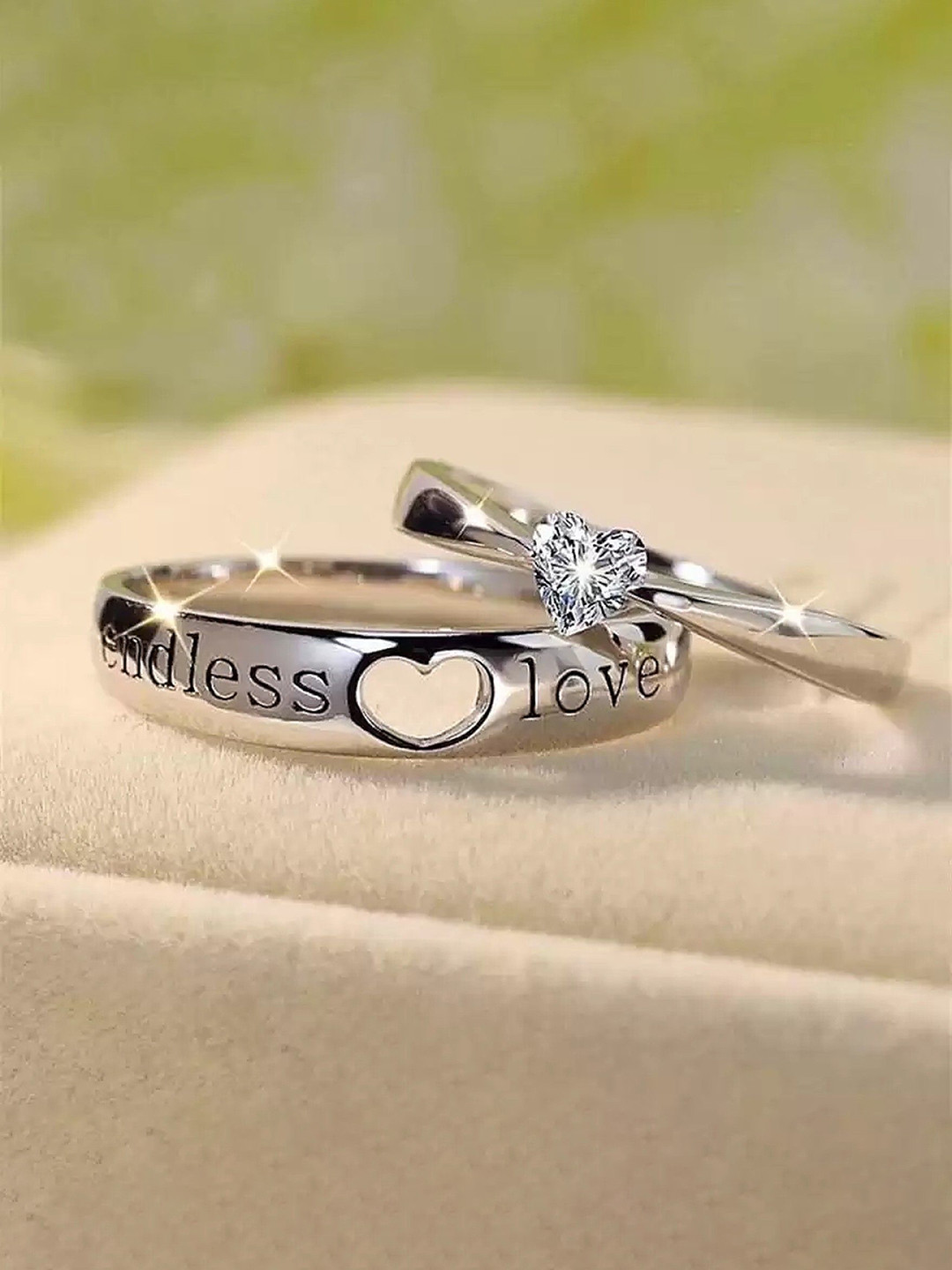 Lila Set Of 2 CZ Stone-Studded  Couple Rings