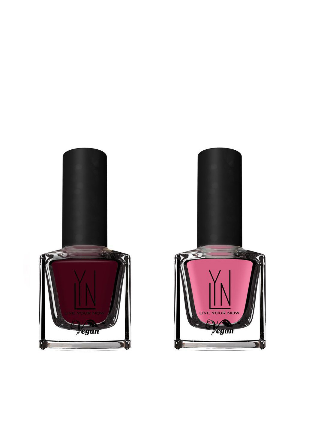 LYN LIVE YOUR NOW Set Of 2 Creme Nail Polish - 8 ml Each -Cherry Blossom-Maroon Dreams