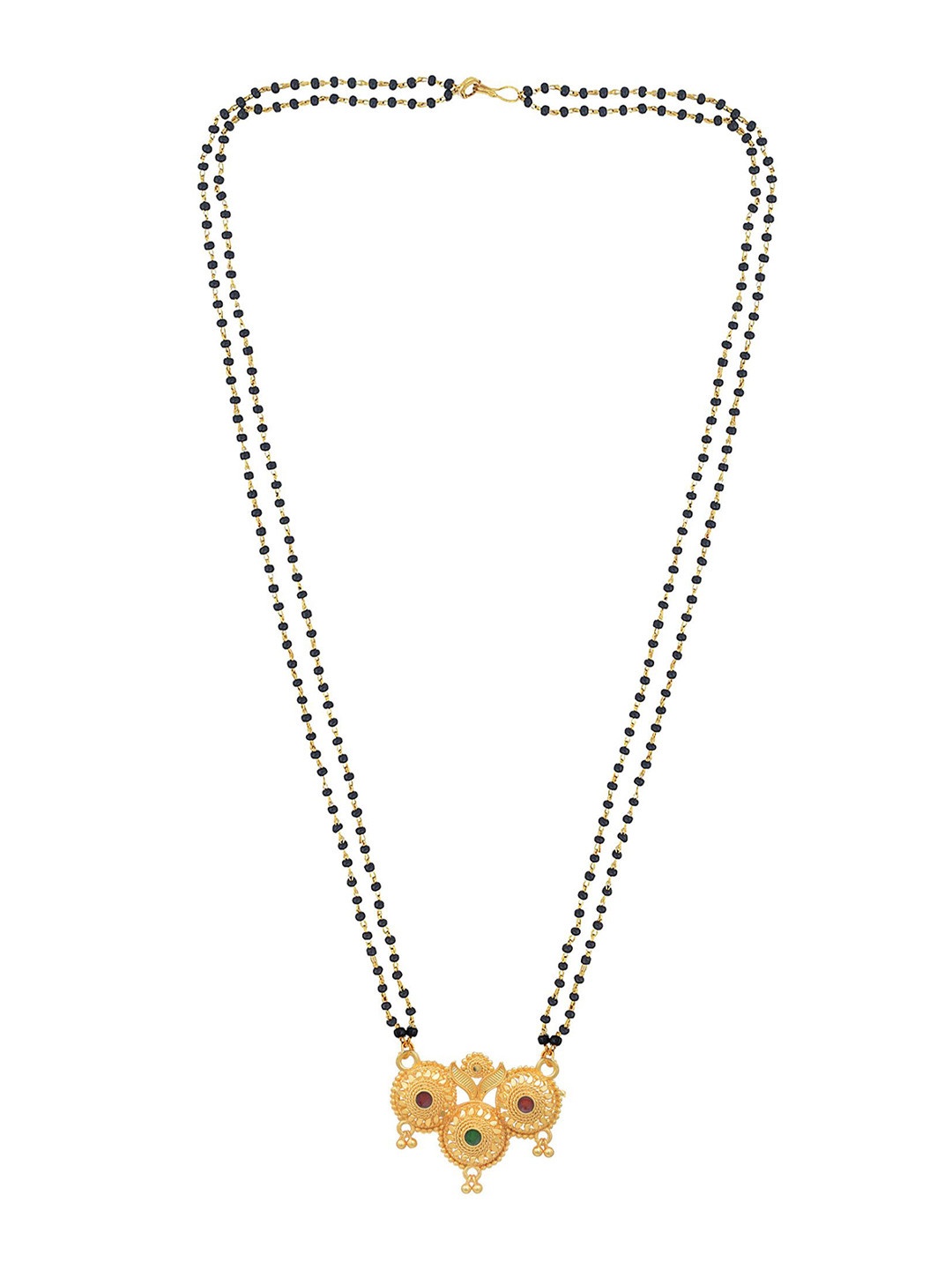 MEMOIR Gold-Plated Artificial Beaded Three Wati Stylish Traditional Mangalsutra