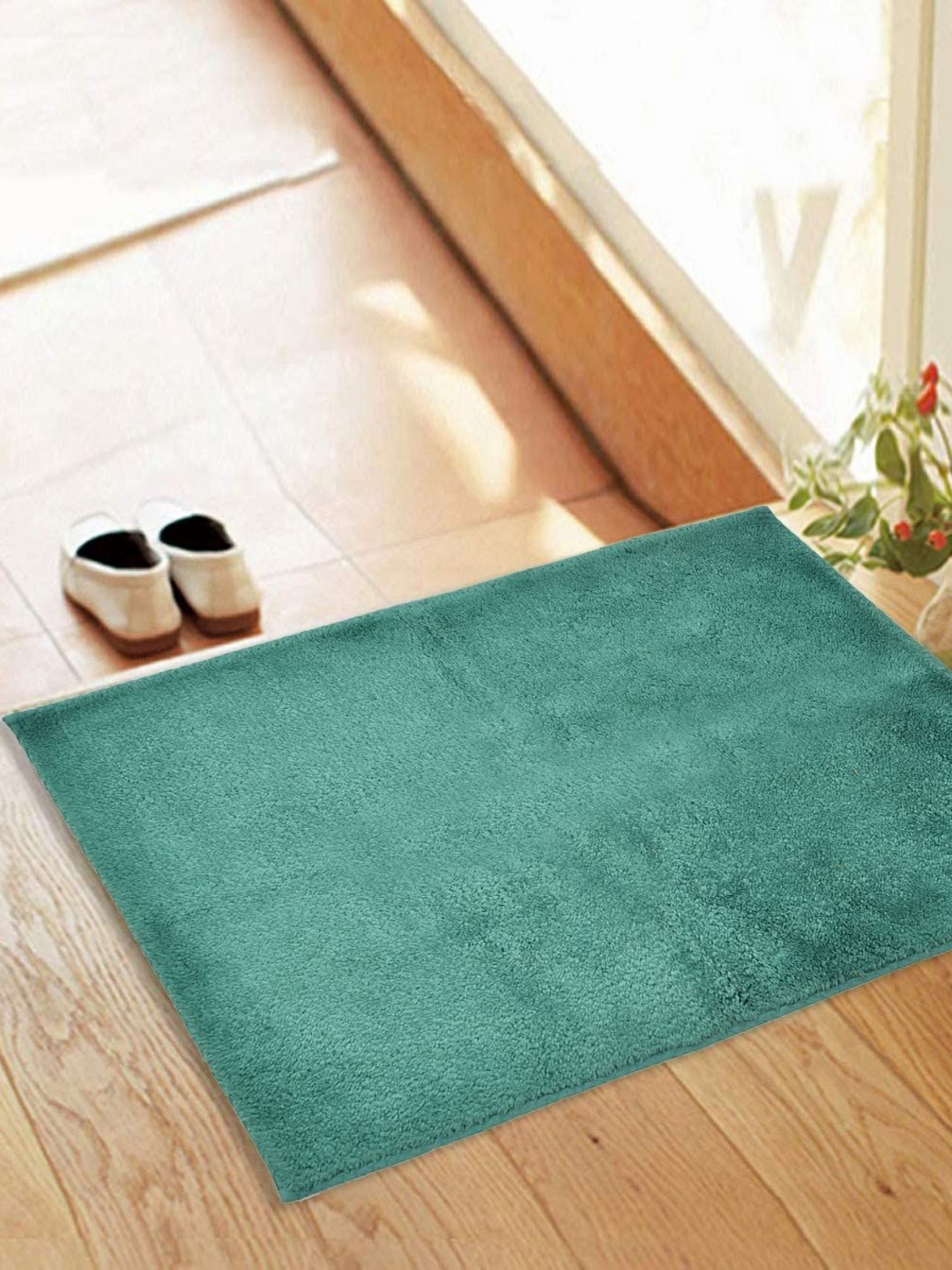 Aura Sea Green Cotton Anti-Slip Bath Rug