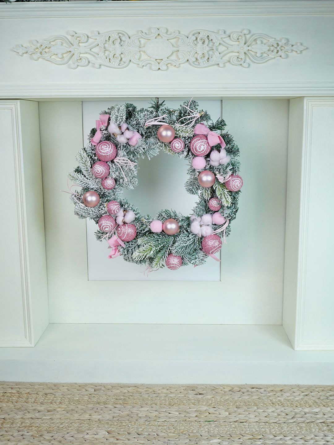 Little Surprise Box LLP Pink & Green Christmas Wreath For Wall Door & Tree Festive Decor