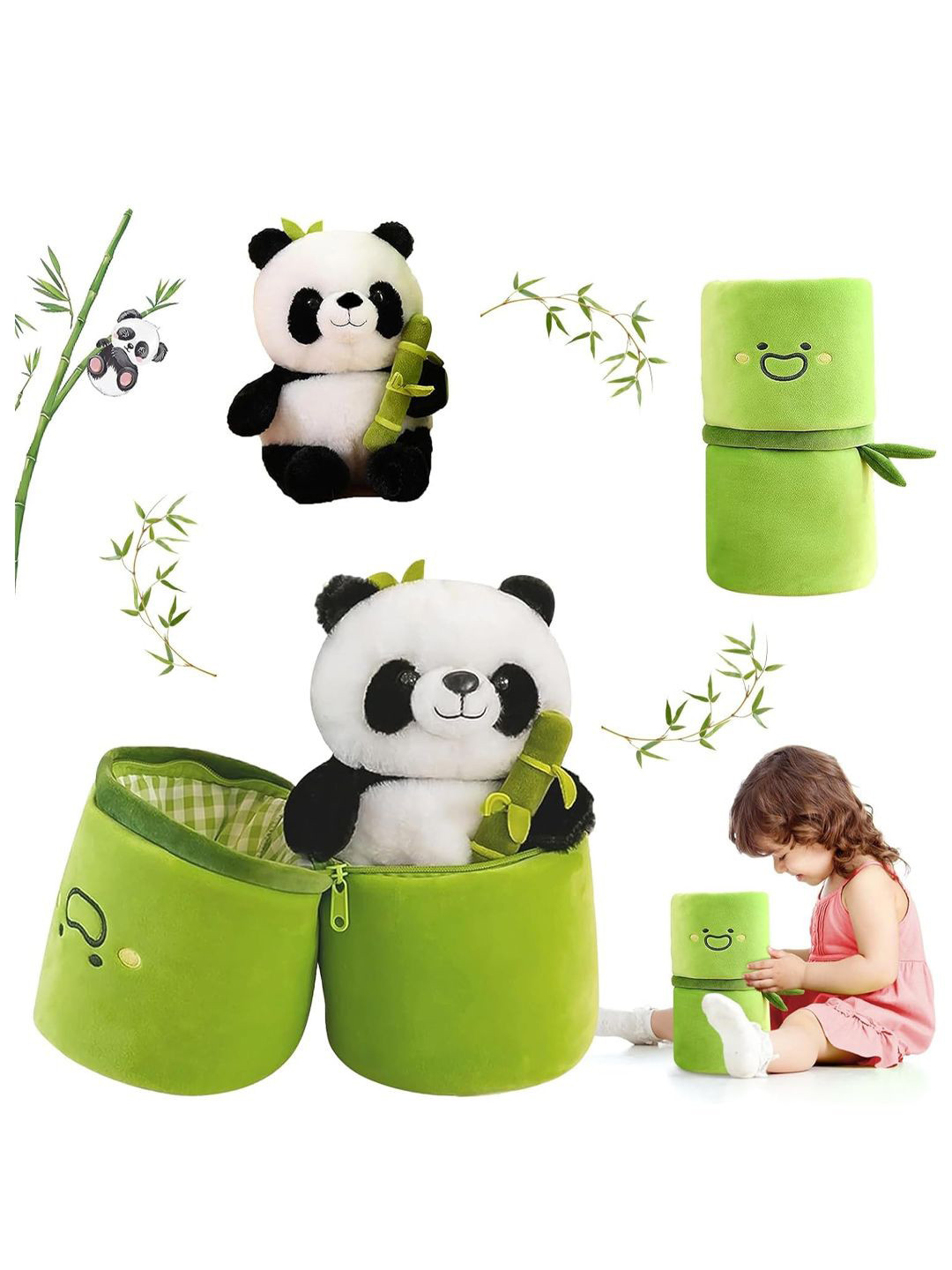 Kidology Kids Panda With Bamboo Box Polyfill Soft Toy