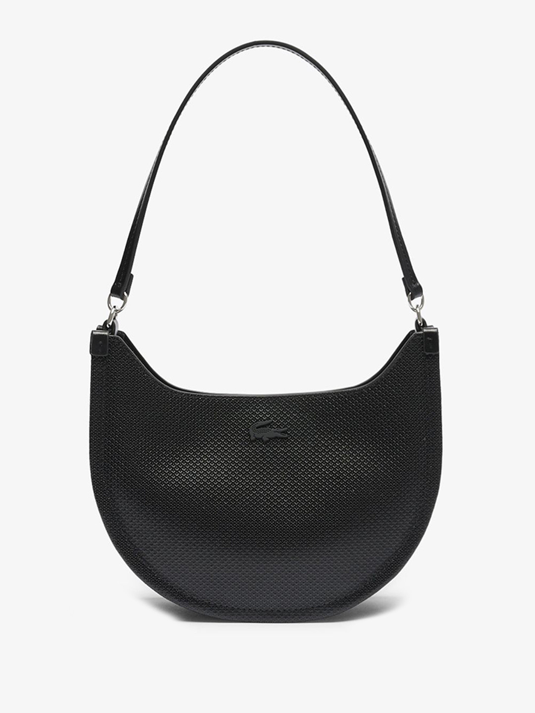Lacoste Leather Oversized Half Moon Shoulder Bag with Quilted