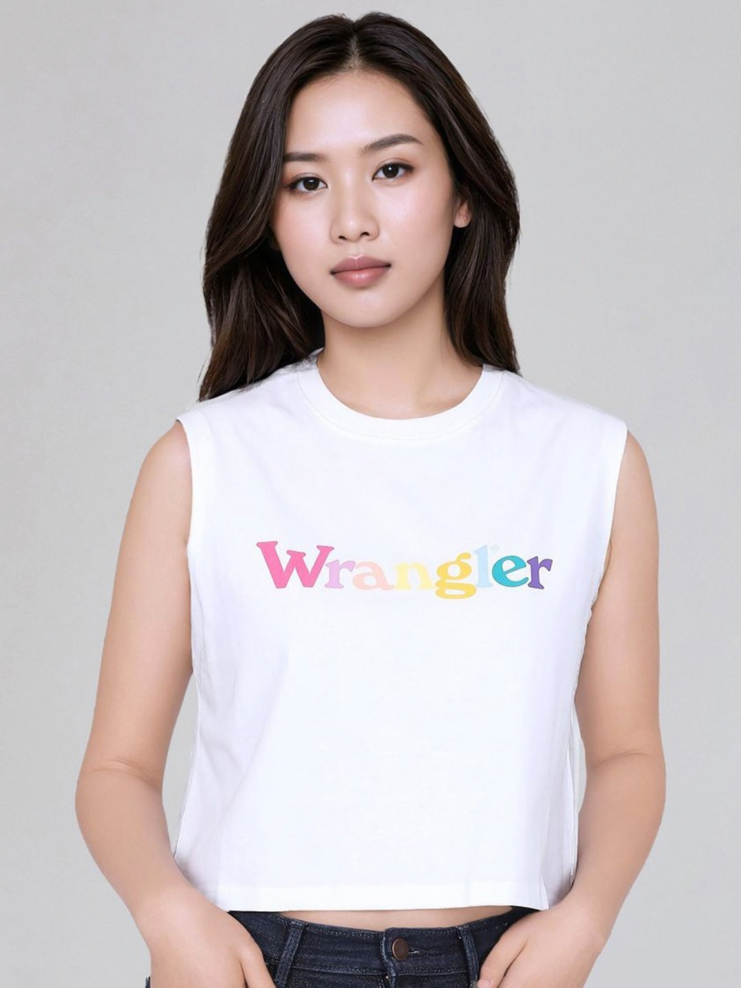 Wrangler Women Brand Logo Printed Extended Sleeves Pure Cotton T-shirt