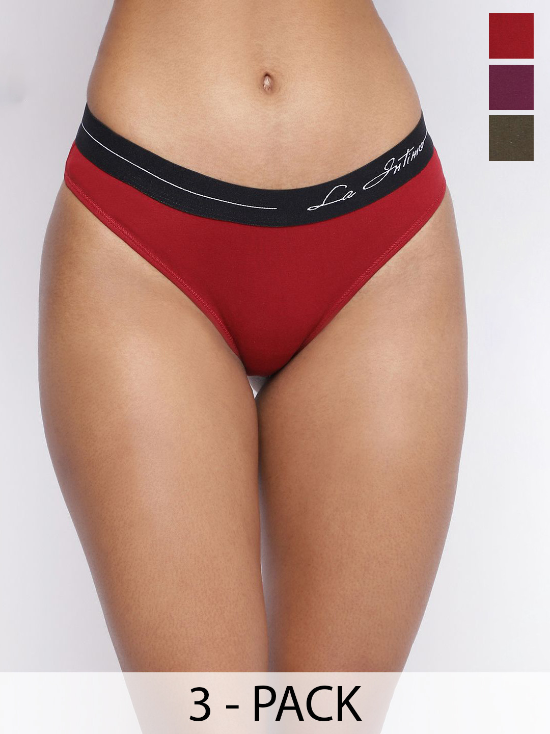 La Intimo Women Pack Of 3 Low-Rise Color Blocked Bikini Briefs LIPBR080CBDE