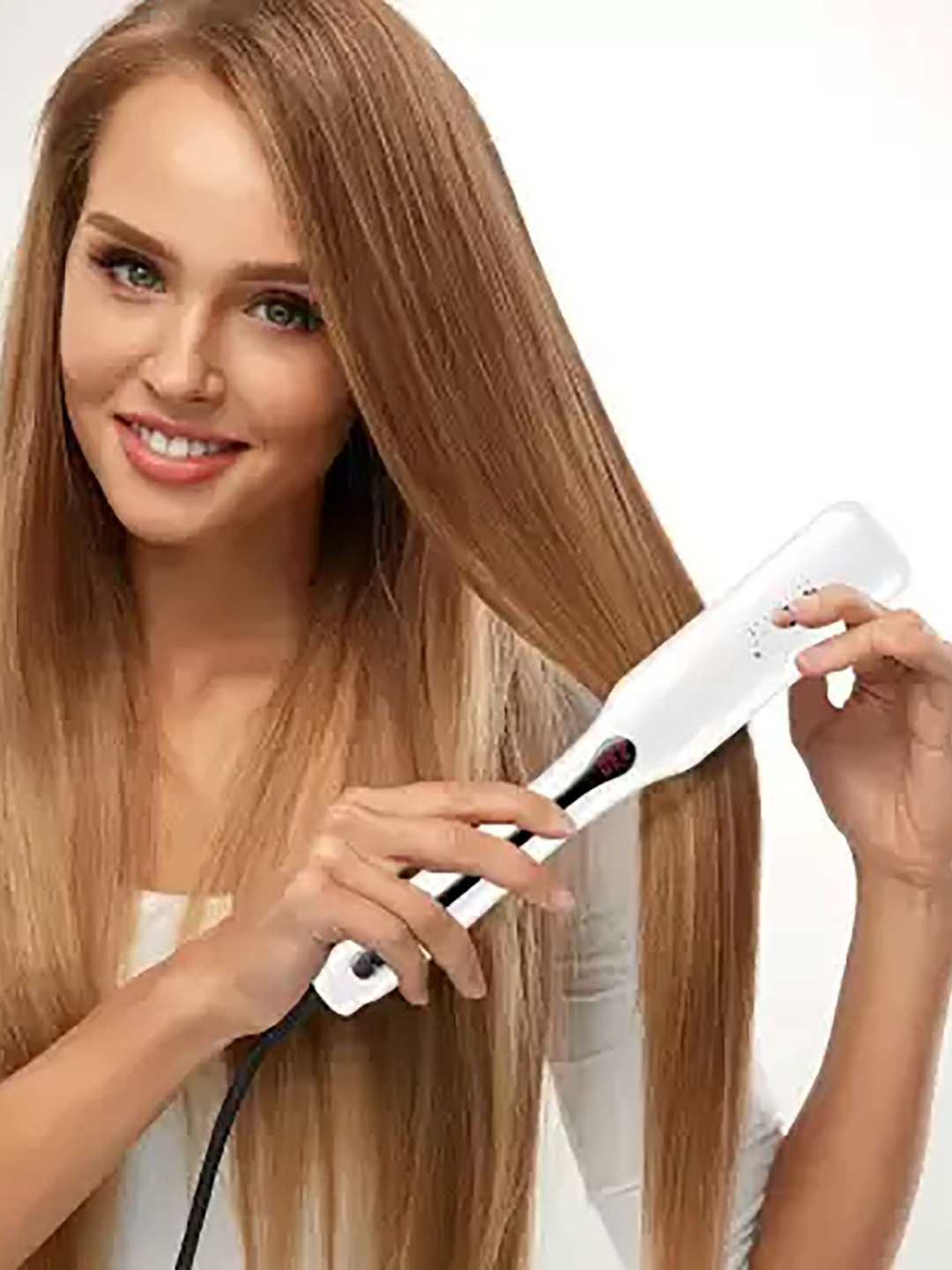 vng V-556 Plate Professional Hair Straightener With Ceramic Coated Plate- 38 mm- White