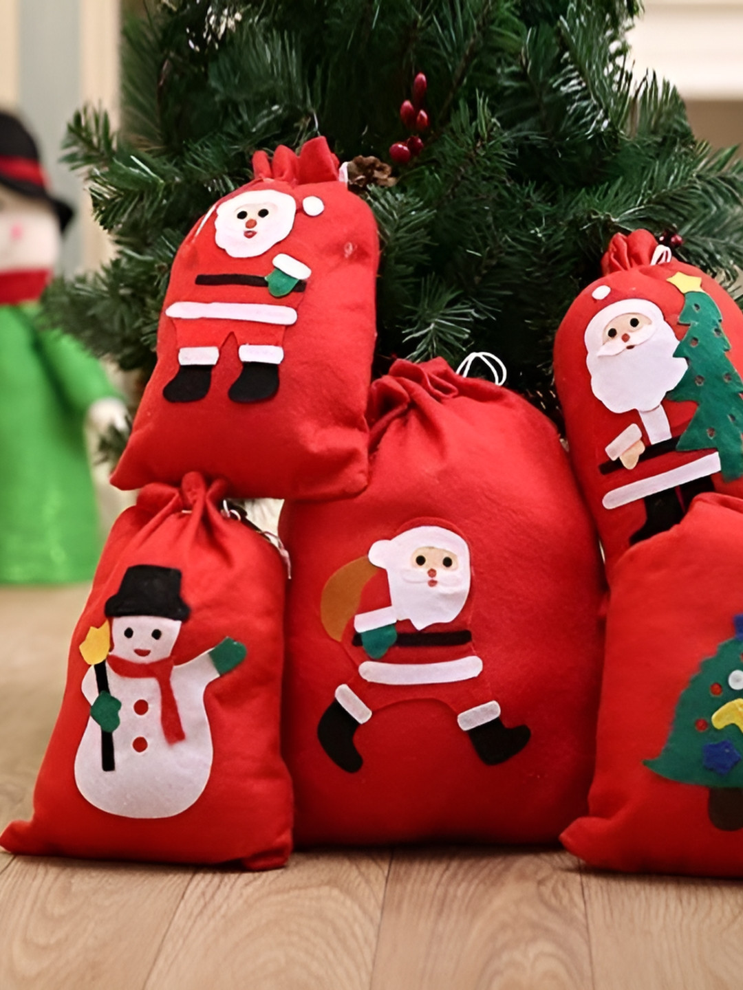 Evisha 4Pcs Santa Claus Haversack Christmas Decor