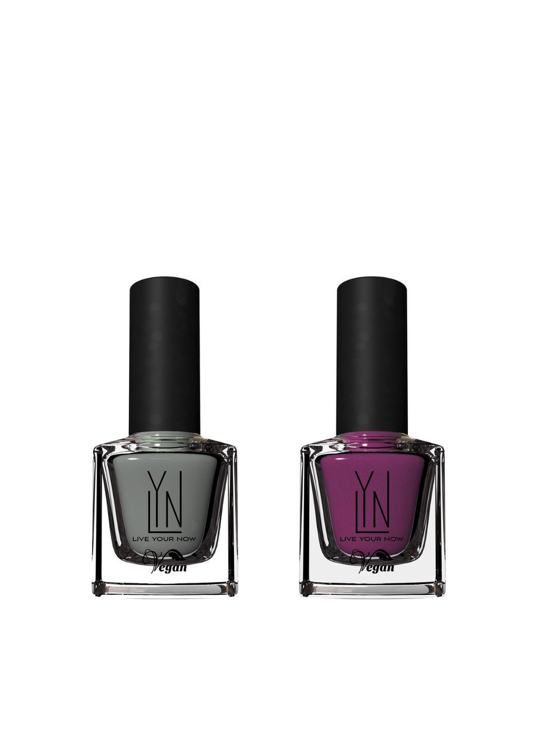 LYN LIVE YOUR NOW Set Of 2 Creme Nail Polish- 8ml Each - Birds Of Grey & Grape Expecations