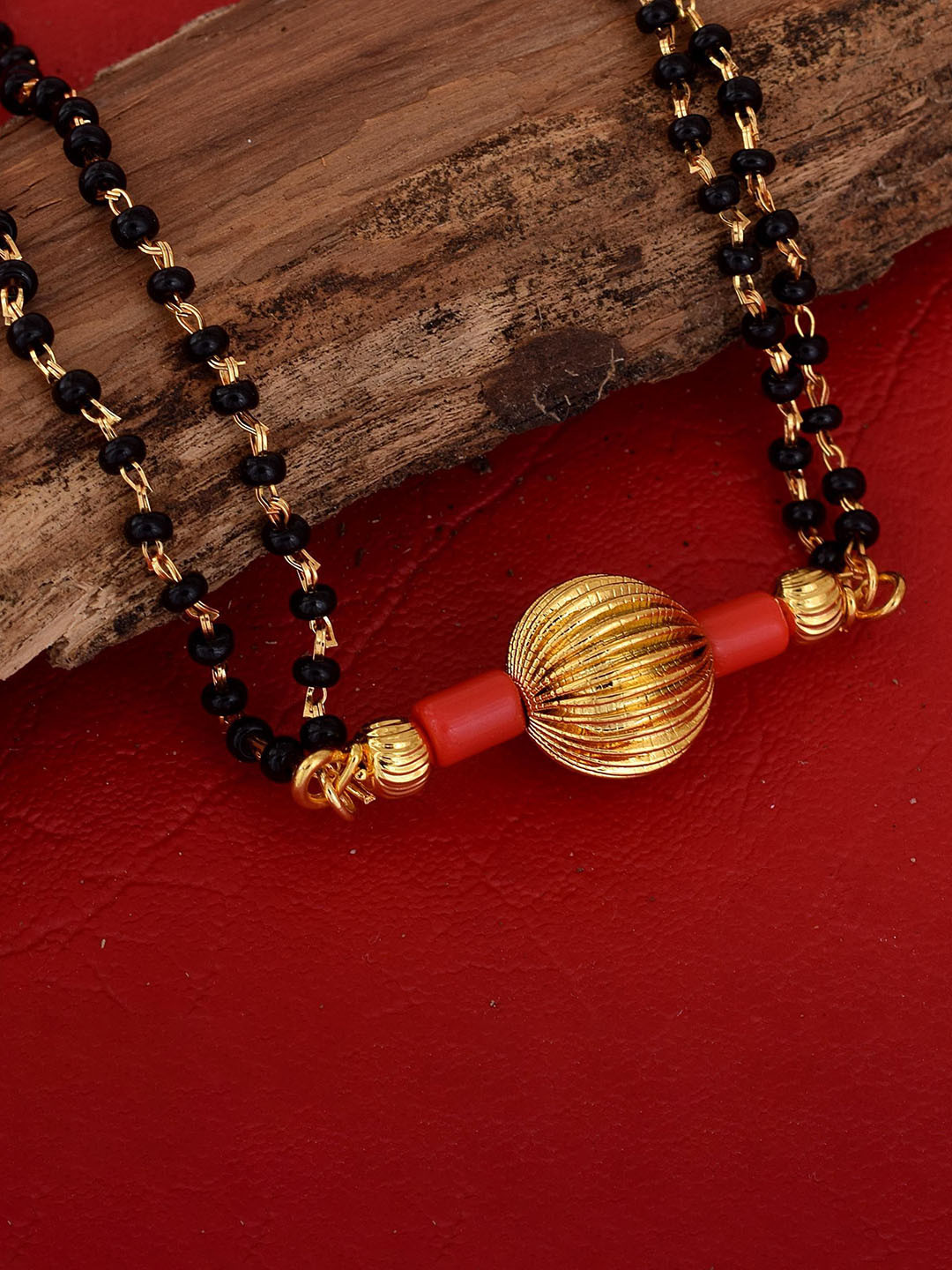 MEMOIR Gold-Plated Beaded Ball Design Mangalsutra