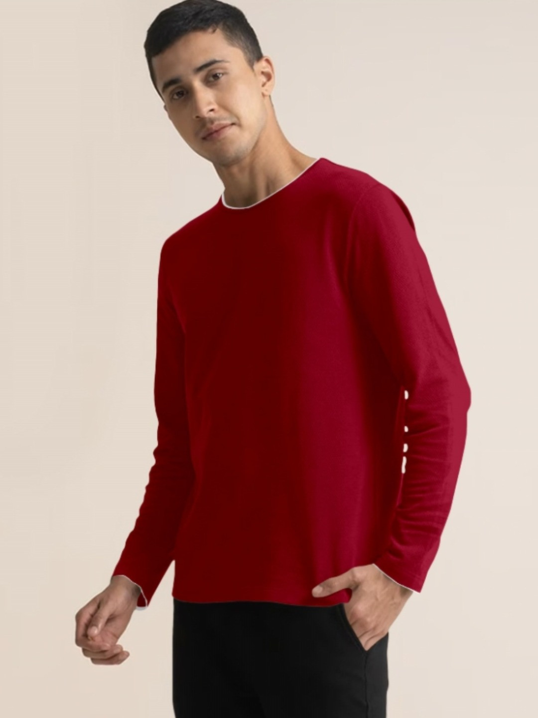 Metronaut Men Solid Round Neck Cotton Slim Fit T-shirt