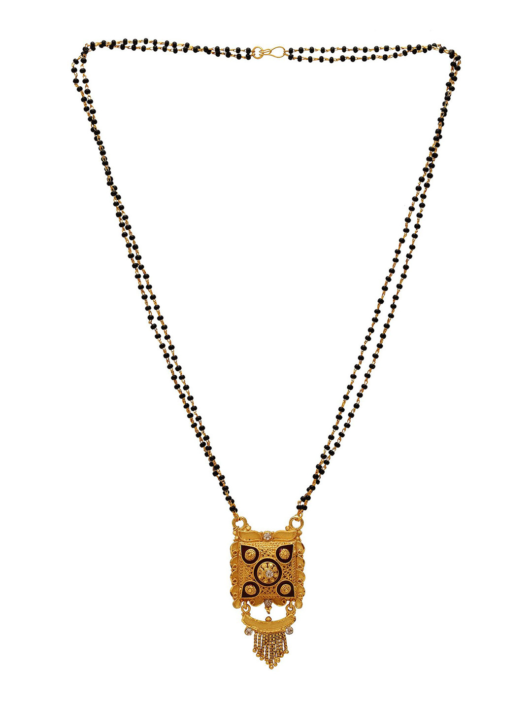 MEMOIR Gold-Plated Artificial Beads Meenakari Square Mangalsutra