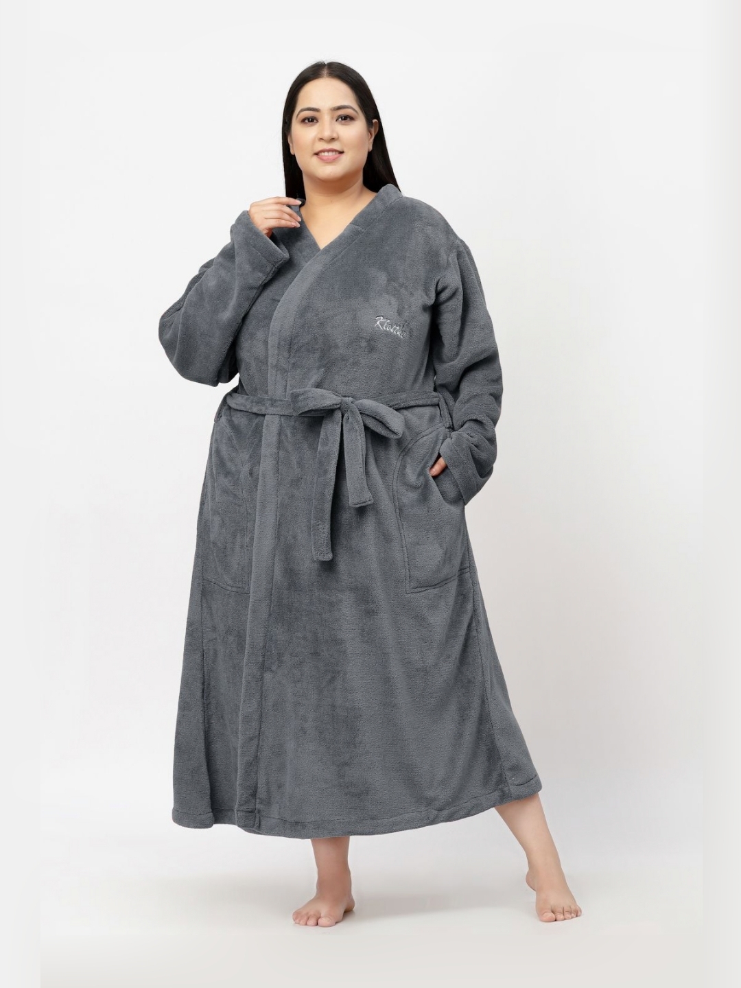 Long coat bathrobe / shops anthracite grey wool / woman size S