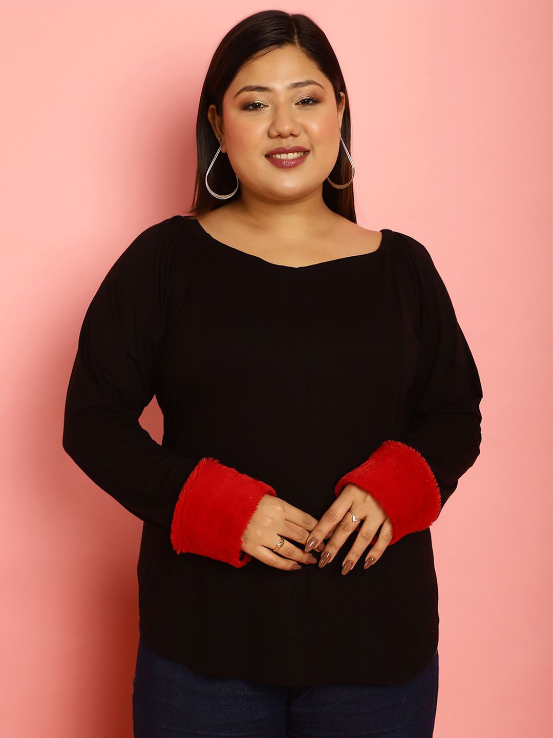 theRebelinme Women V-Neck Plus Size Regular Top