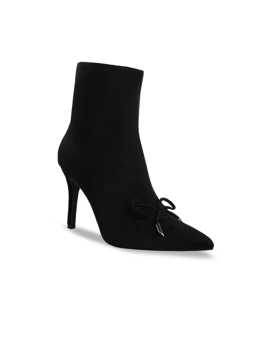 RAG & CO Women Pointed Toe Mid-Top Bow Detail Stiletto Ankle Boots