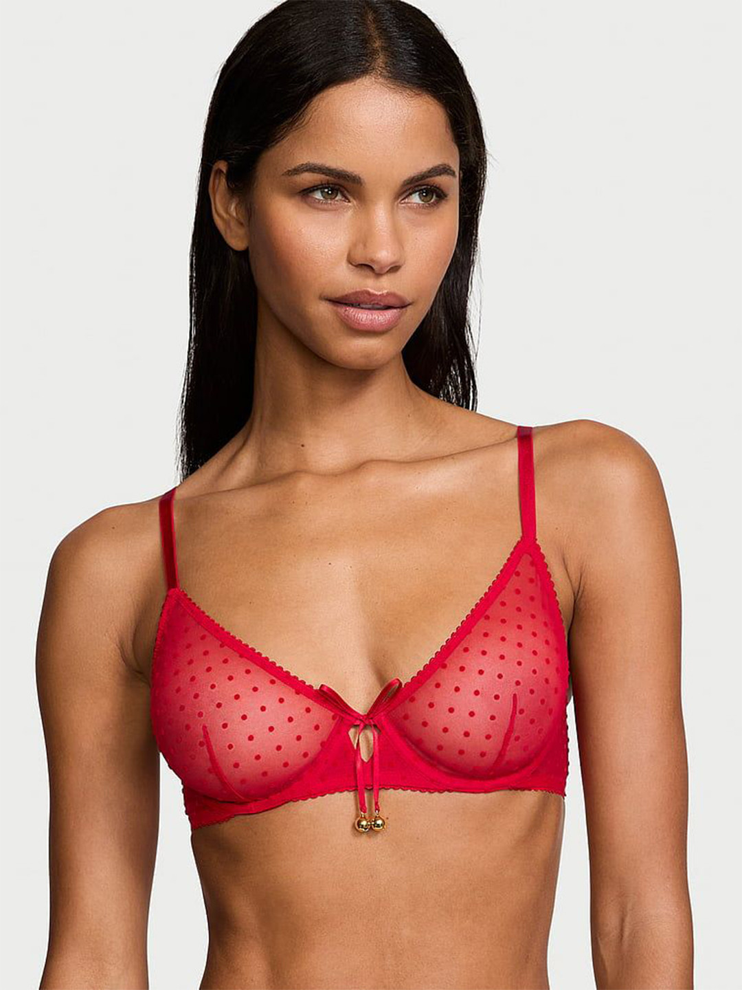 Victoria's Secret Very Sexy Jingle Bells Mesh Unlined Demi Embellished Bra