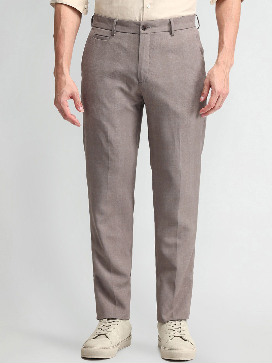 Arrow New York Men Urban Slim Mid-Rise Slim Fit Trousers