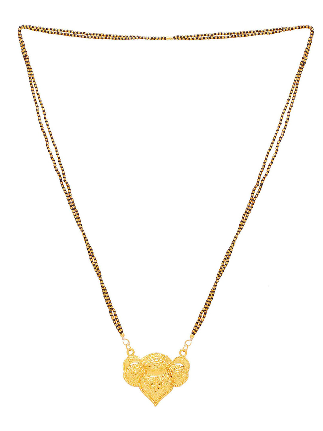 MEMOIR Gold-Plated Artificial Beads Rich Hand Chilai Work Mangalsutra