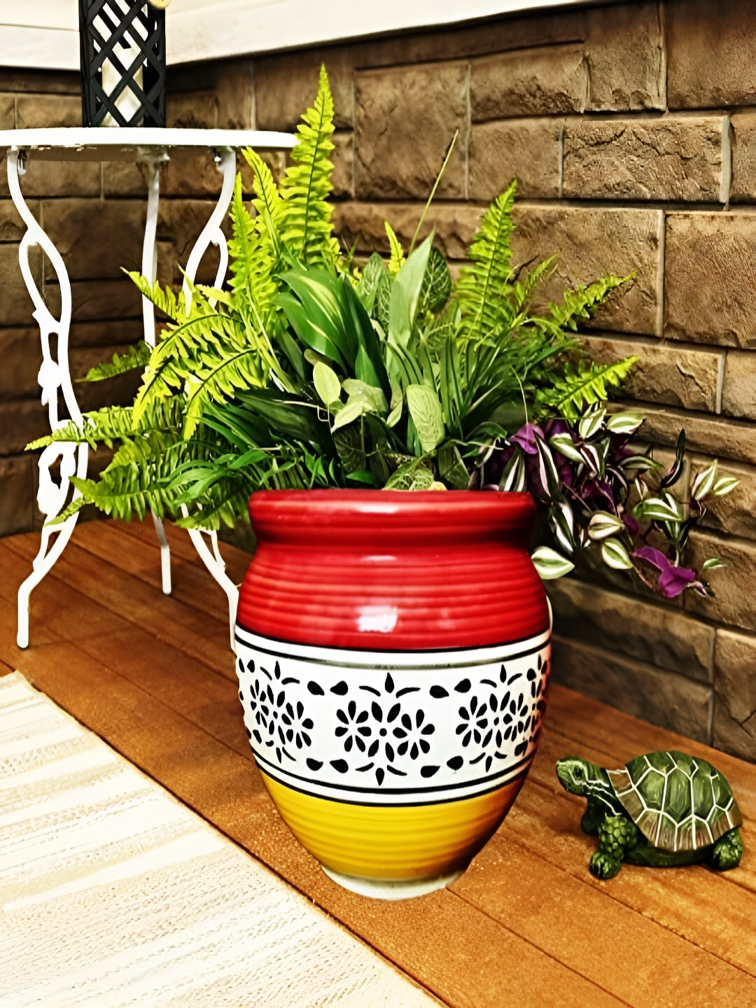 NIYARA Red Printed Ceramic Vases