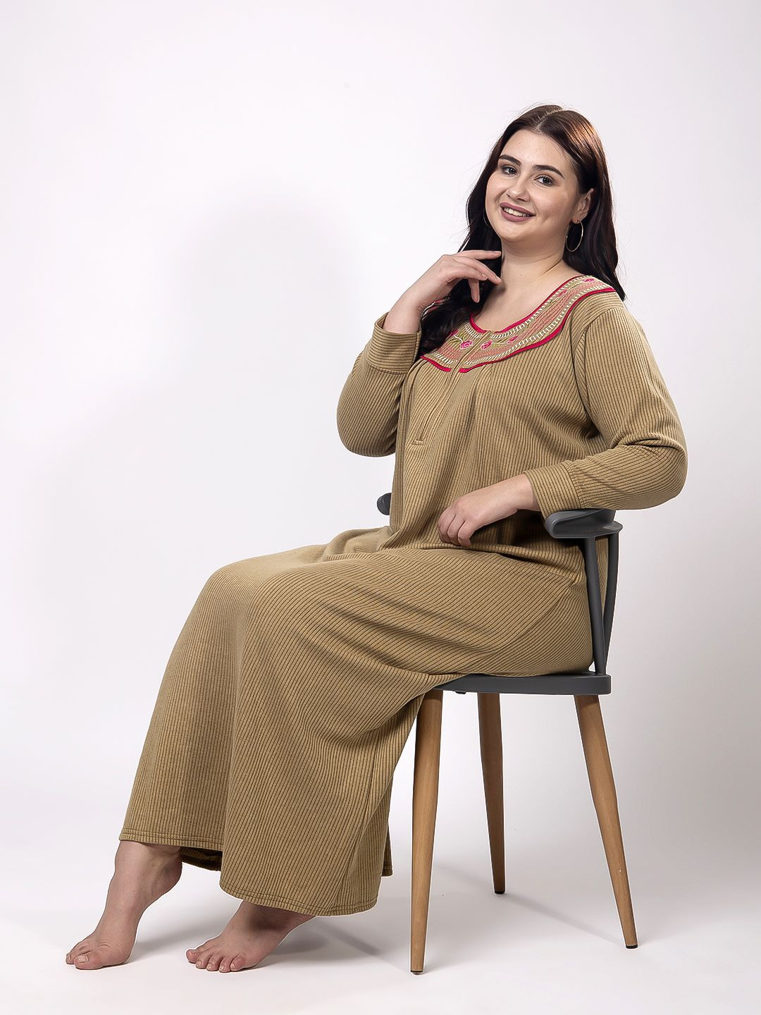 CHUI MUI Striped Maxi Sweat Nightdress