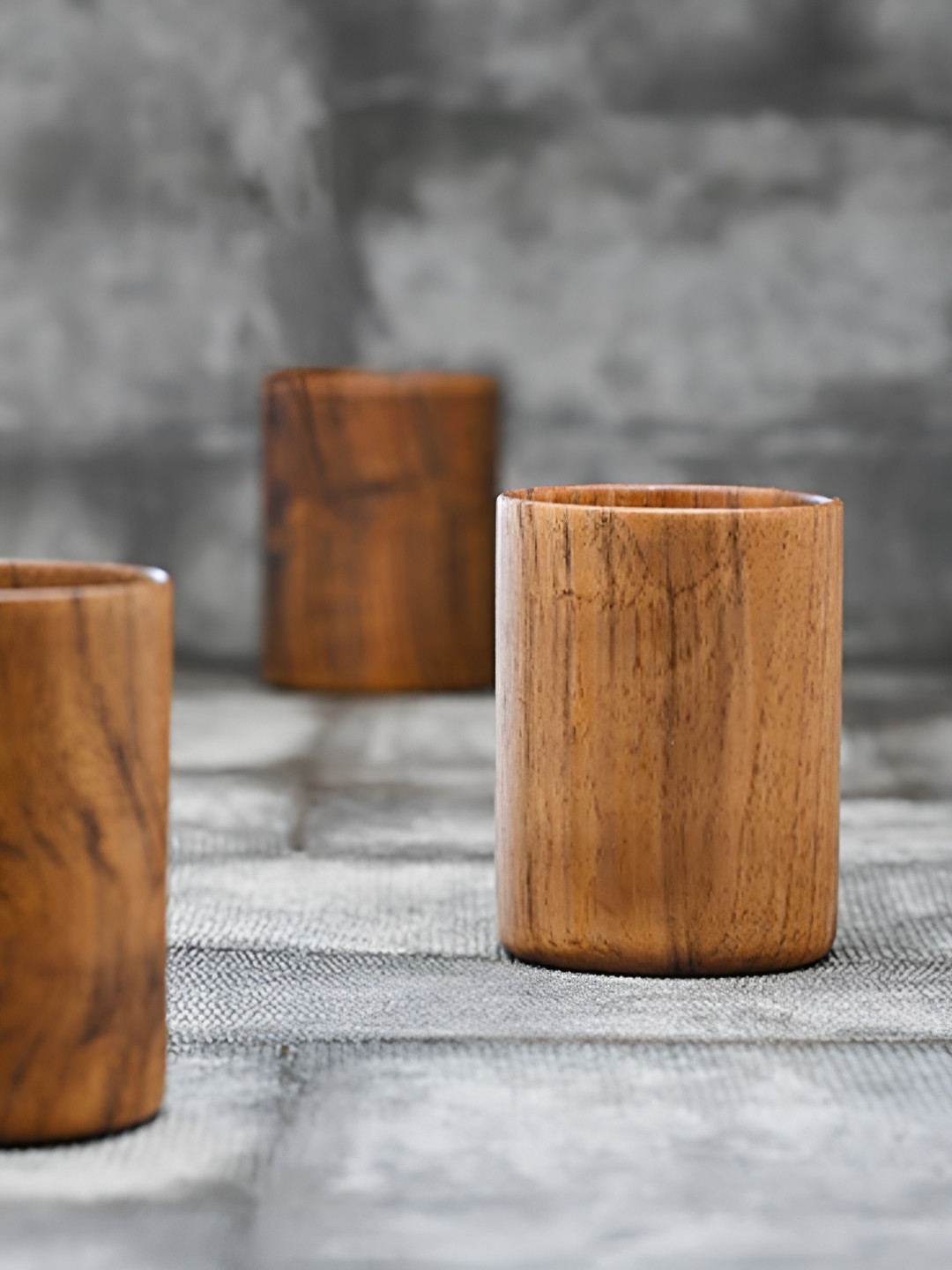 The Brand Barrel Brown Solid Wood Matte Cups Set of Cups and Mugs