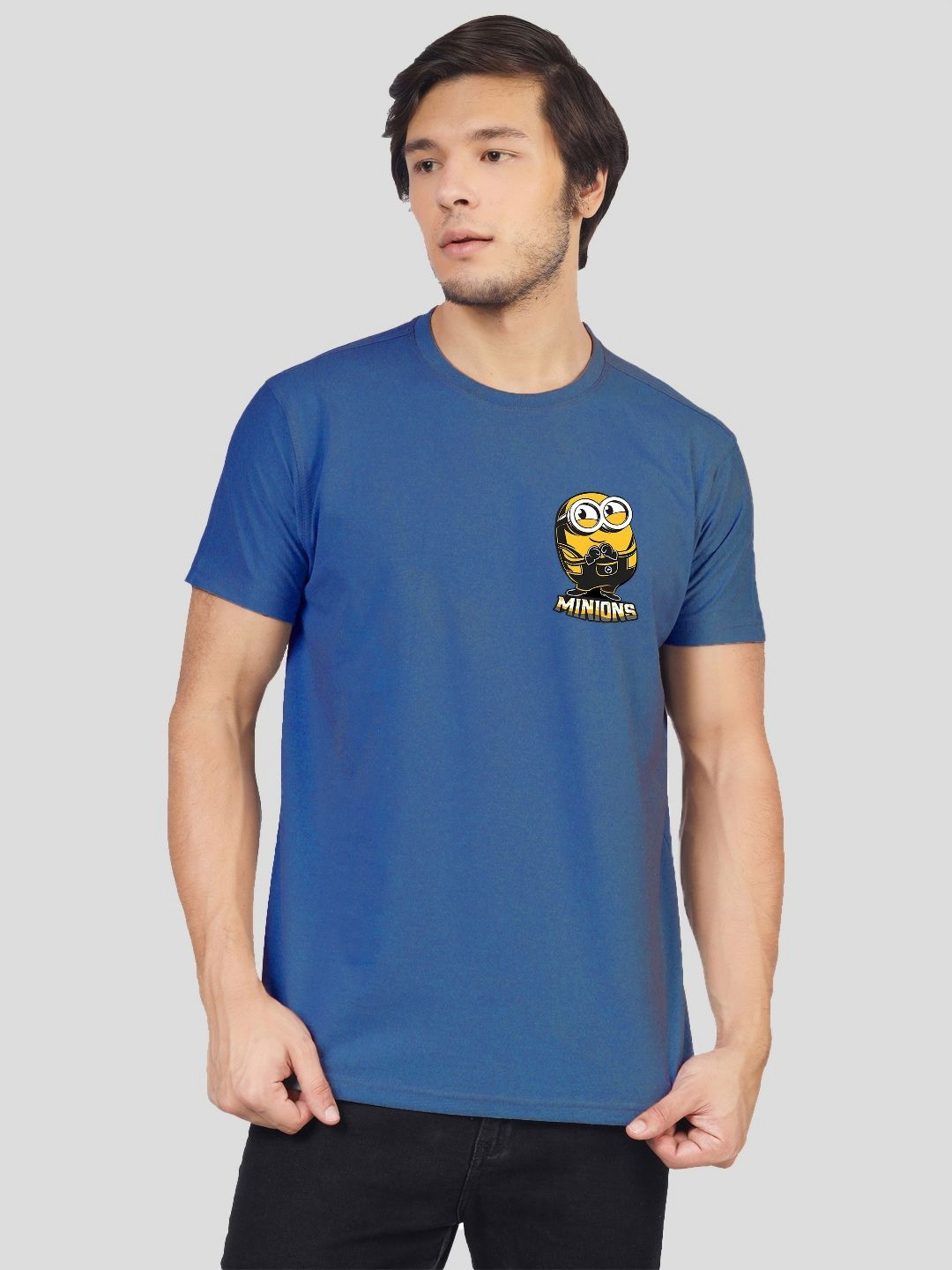Greylongg Men Graphic Printed Round Neck Cotton Minions T-shirt