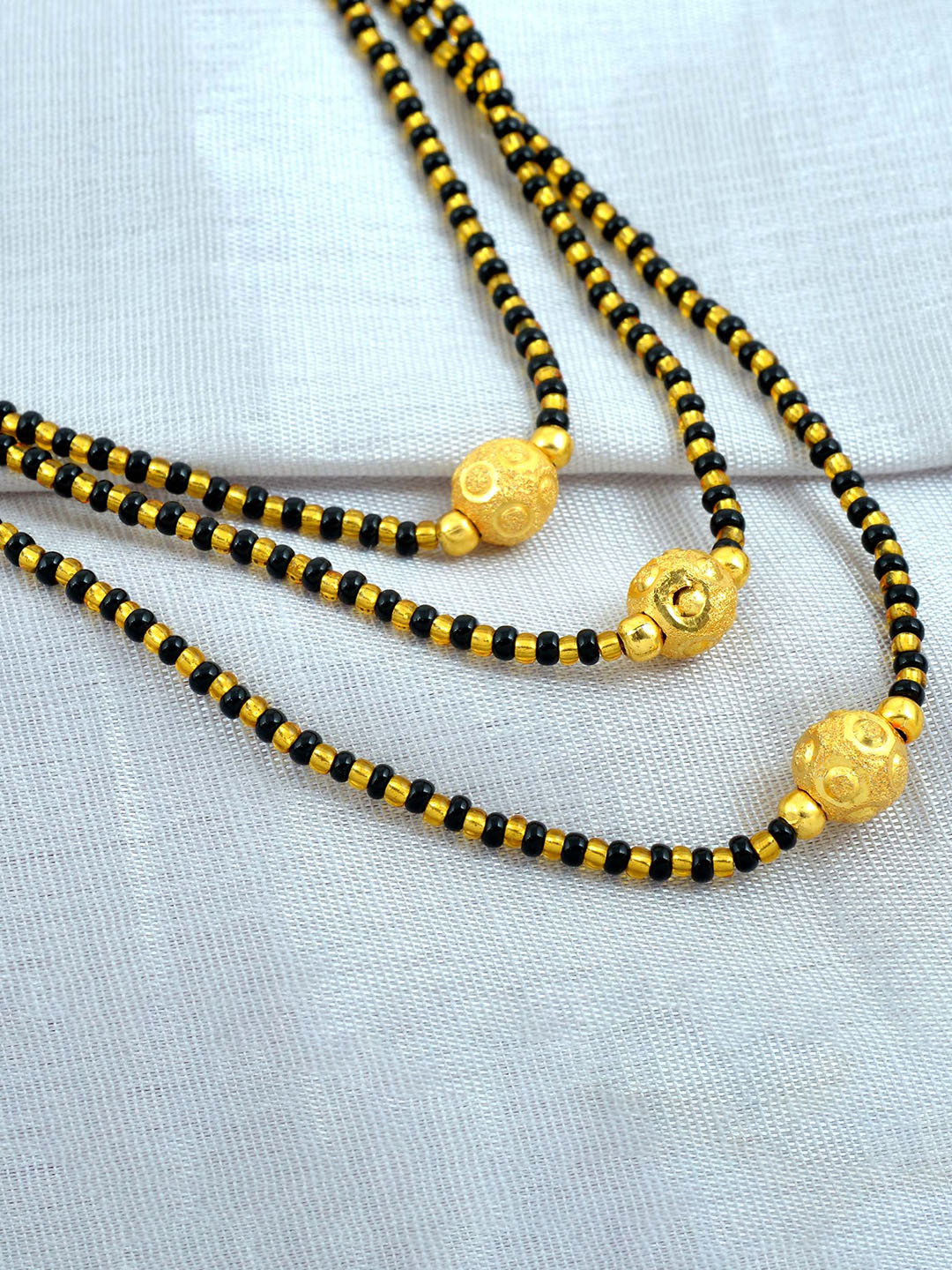 MEMOIR Gold-Plated Artificial Beads Jhanvi Mangalsutra