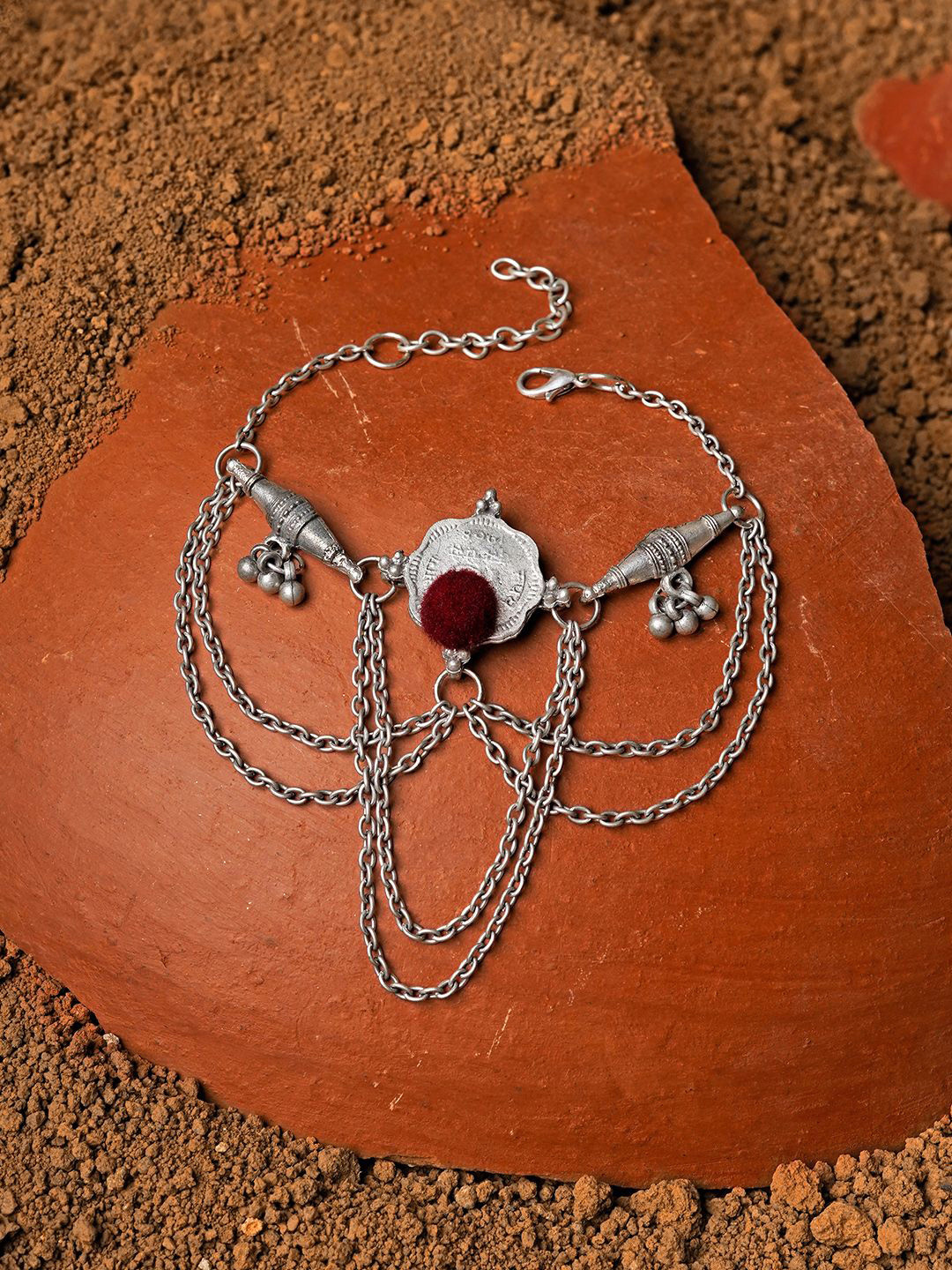 TEEJH Tamrapatra Coin Silver-Plated Armlet