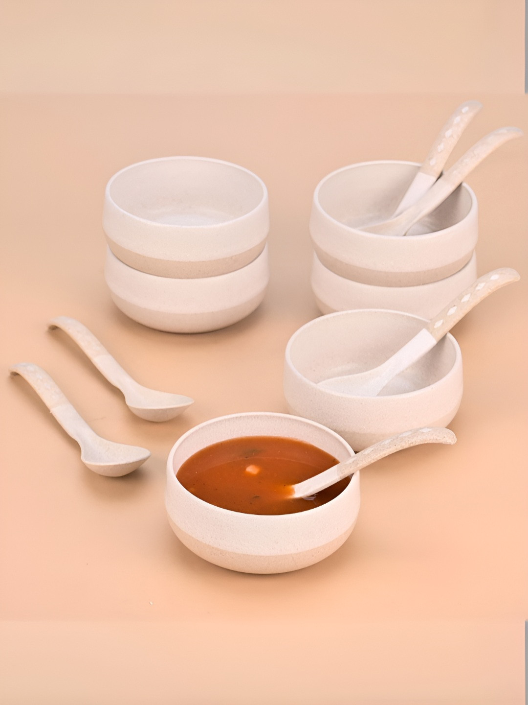 eha Off White 2024 6 Pieces Microwave Safe Serving Bowl