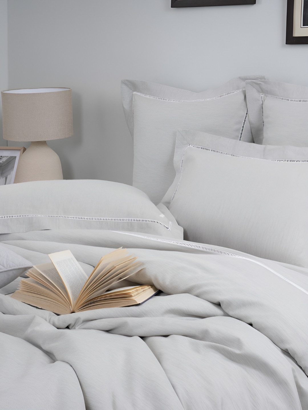 MASPAR Grey Double King Duvet Cover With 2 Pcs Pillow Case