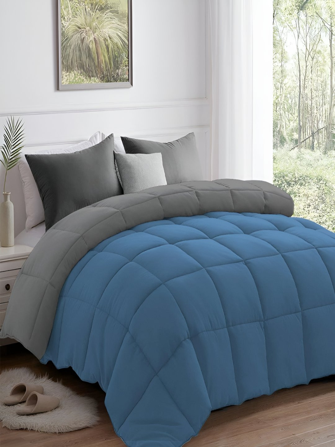 tundwal's Teal & Grey Heavy Winter 210 GSM Double Bed Comforter