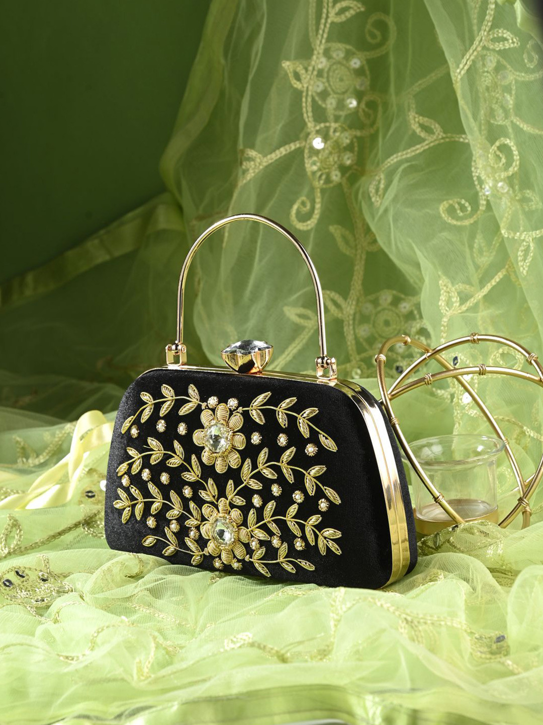 Sangria Floral Embroidered Clutch