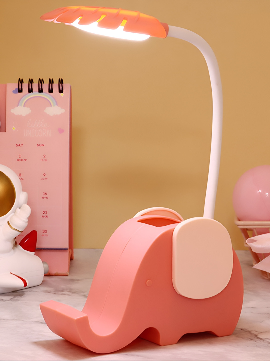 Flenzy Pink Acrylic Abstract Shaped Table Lamp