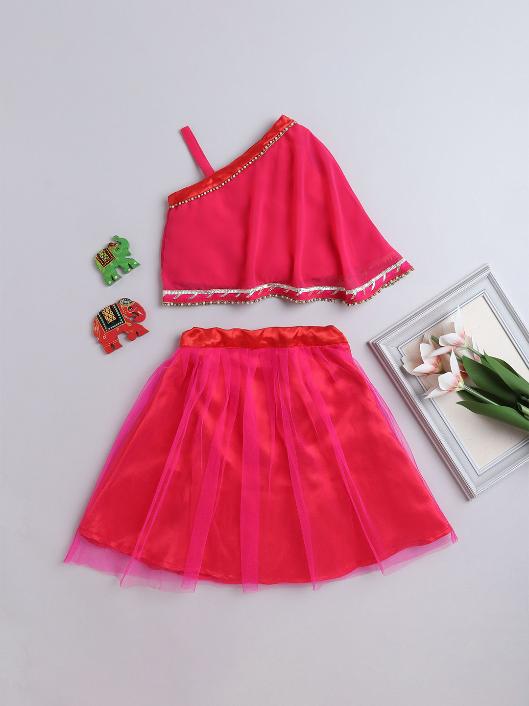 MANY FROCKS & Girls Printed Ready to Wear Lehenga