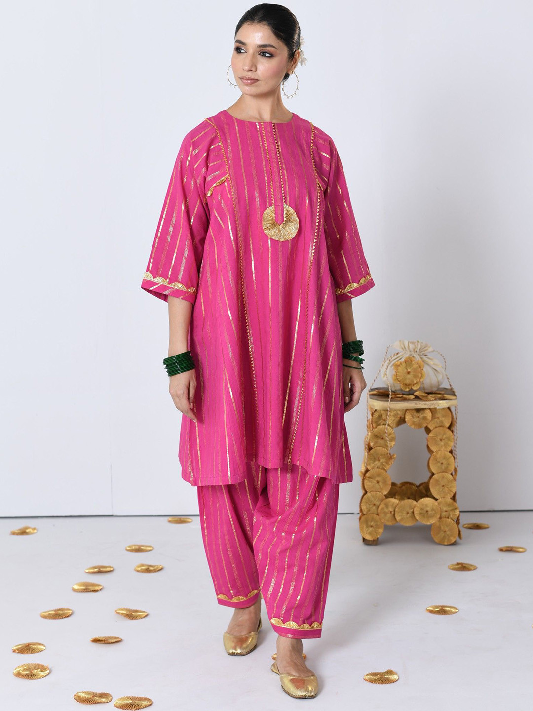 PINK CACTII Women Regular Kurta with Patiala