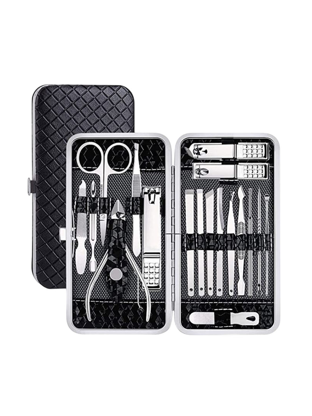 Scheibe Set Of 18 Stainless Steel Professional Manicure Kit-Black