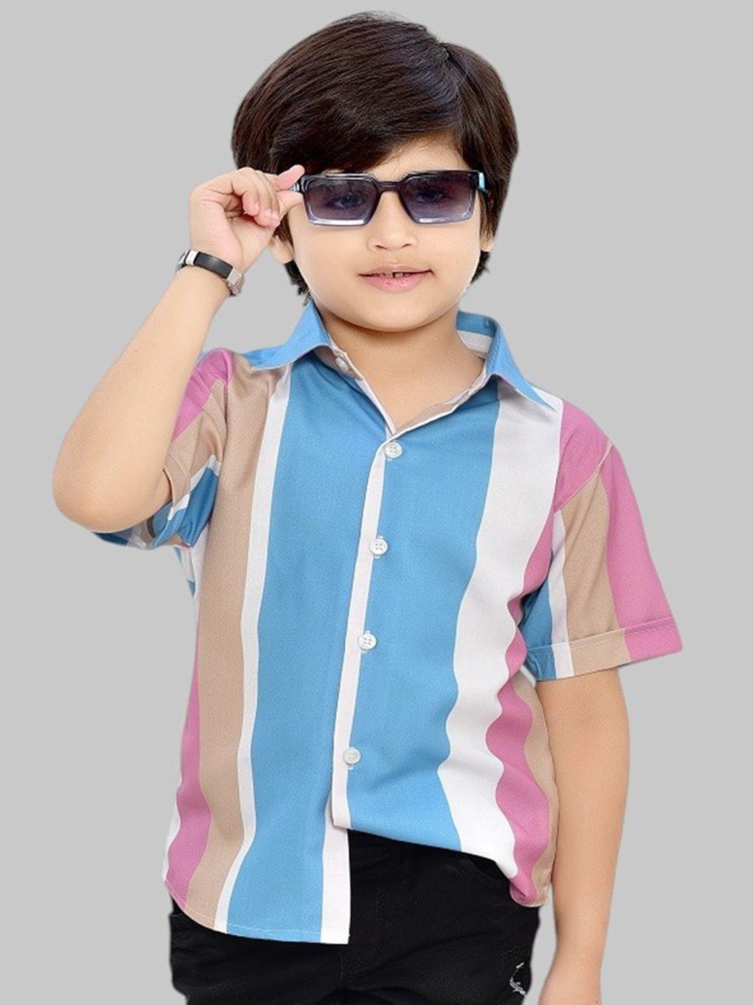 BAESD Boys Comfort Spread Collar Solid Cotton Casual Shirt
