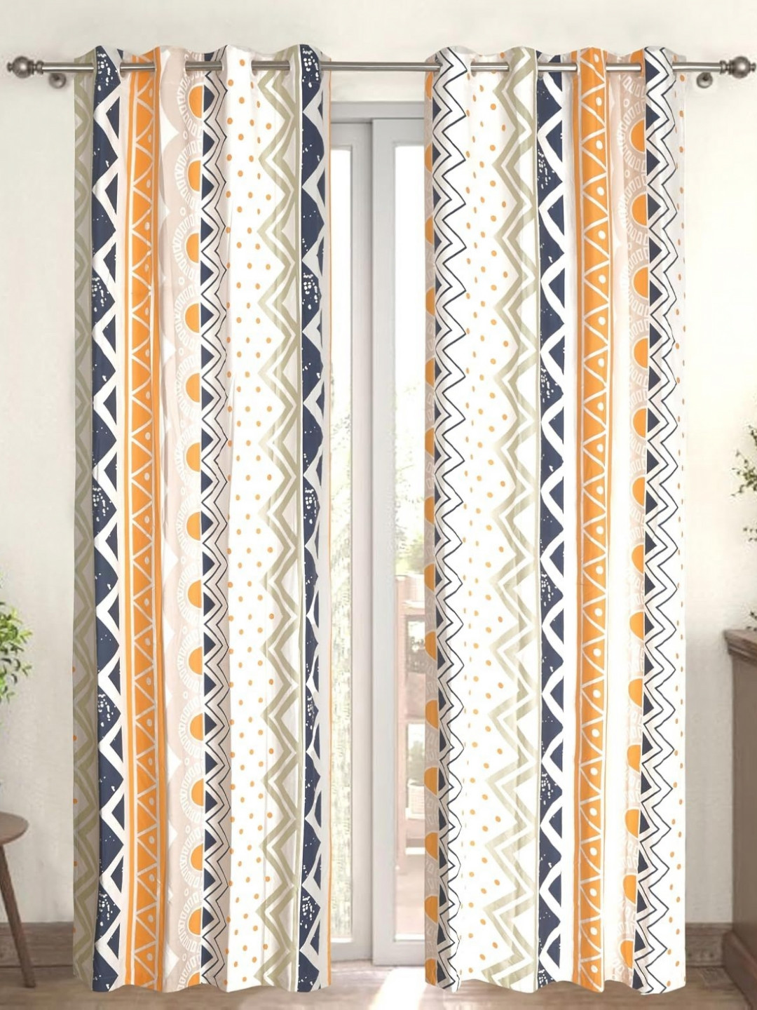Myntra Elegant Homes White & Blue Set of 2 Geometric Door