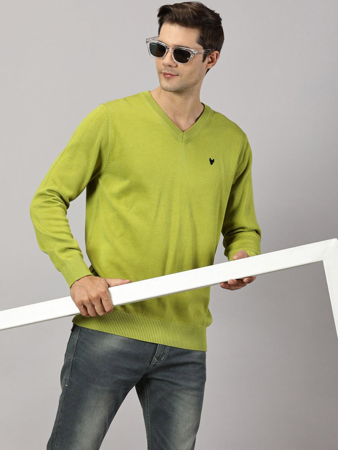BLACK BUCK Solid V-Neck Sweater
