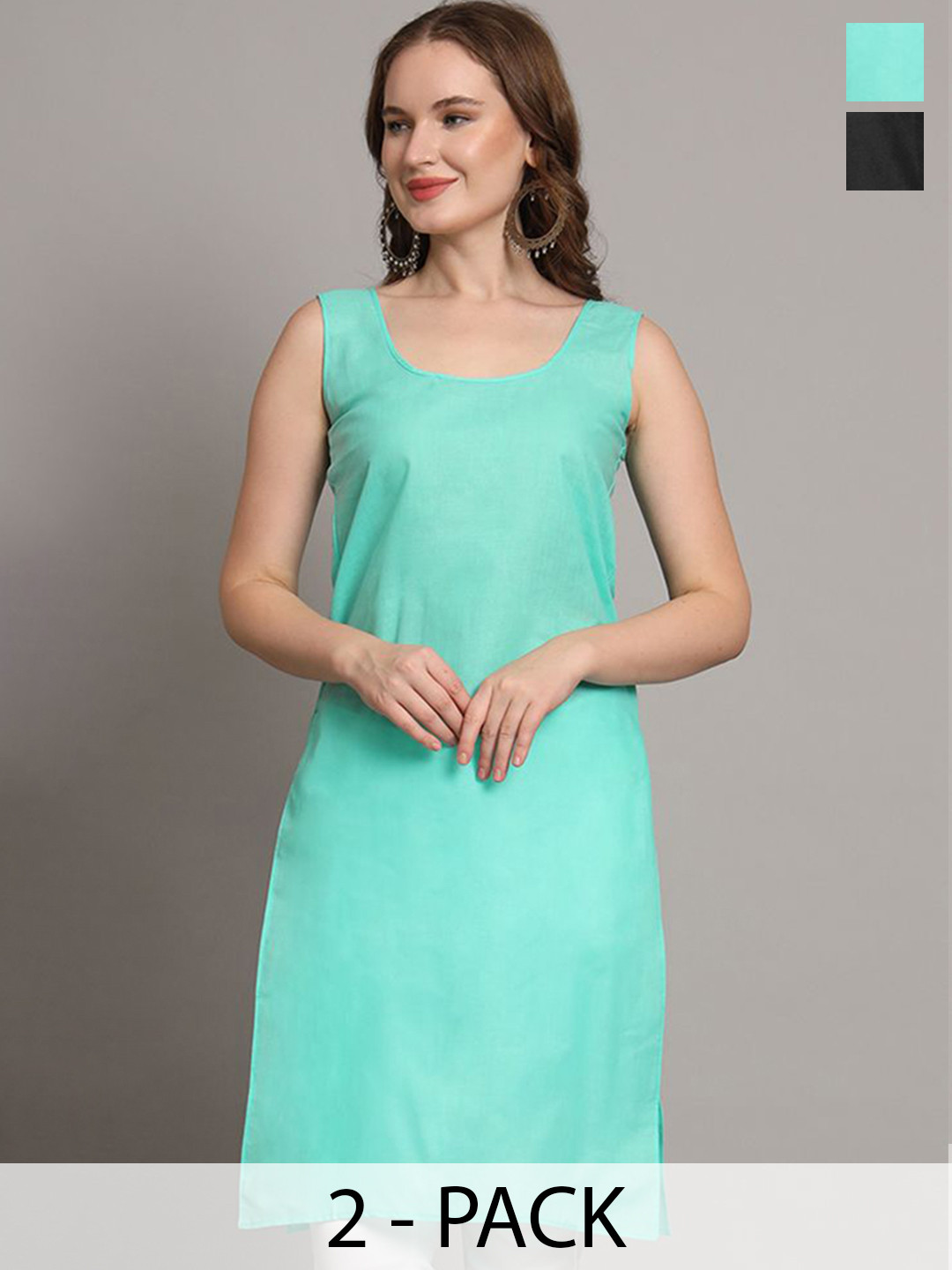 The Chikan Label Pack Of 2 Cotton Long Slips