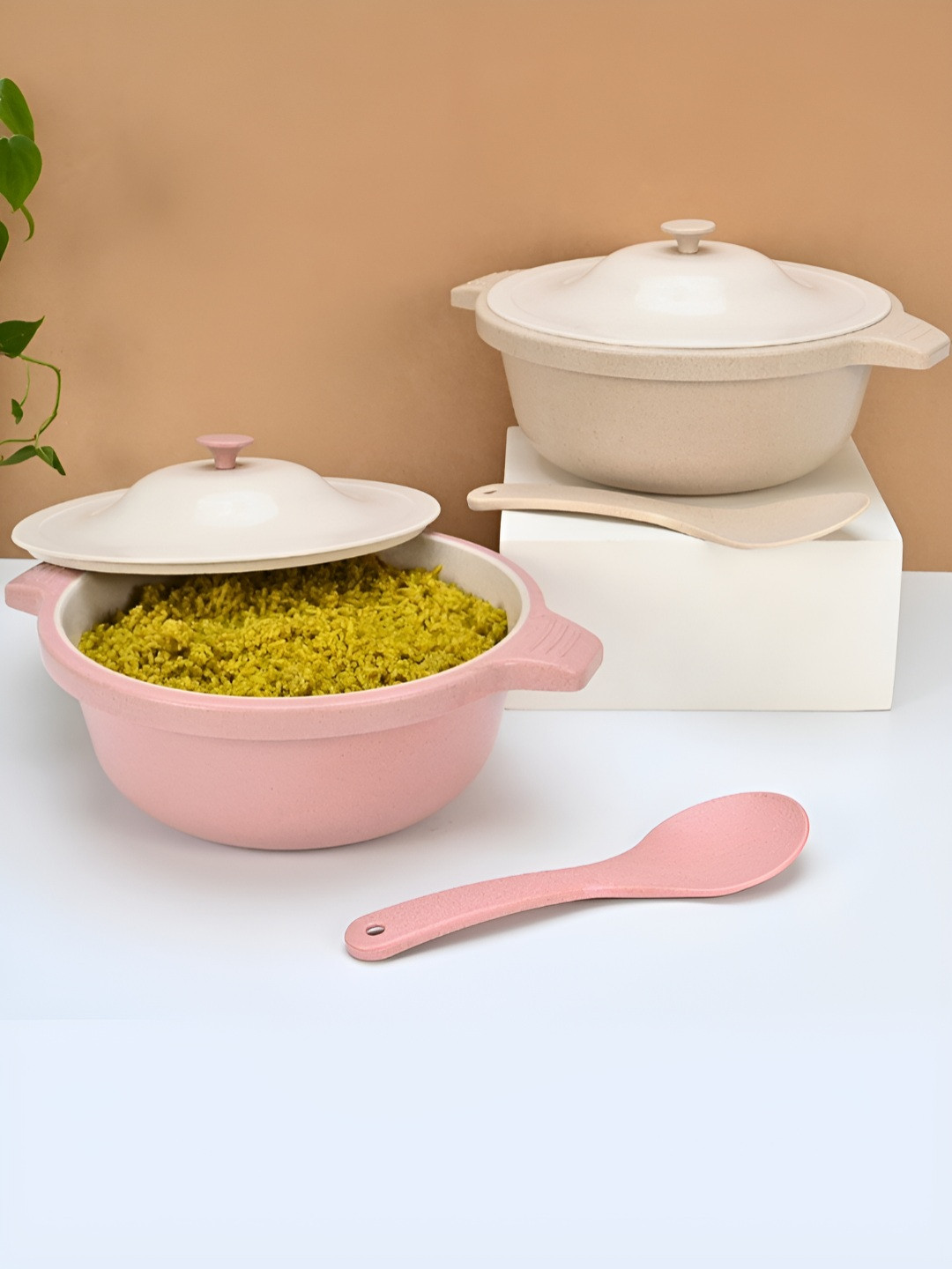 eha Pink 2024 2 Pieces Microwave Safe Serving Bowl