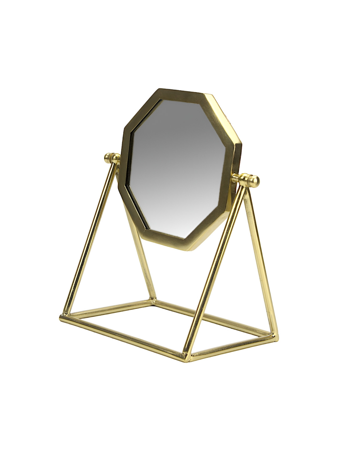 Hind Decor Hexagon Shaped Metal Table Top Mirror